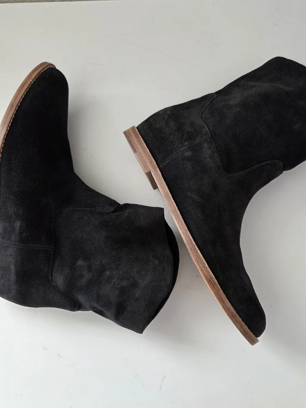Vince Black Suede Ankle Boots - Pointed Toe Western Style